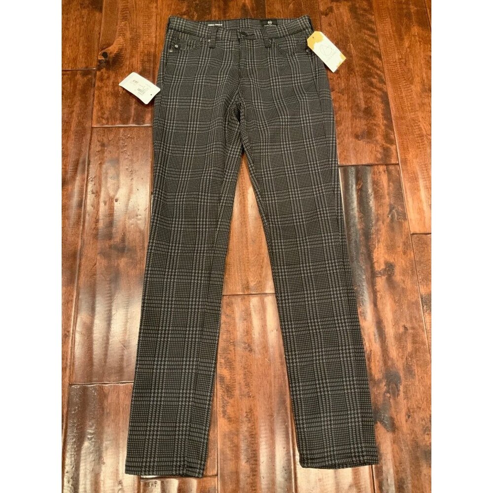 AG Adriano Goldschmied Black & Gray Houndstooth Cigarette Ankle Pant, Sz 24, NWT